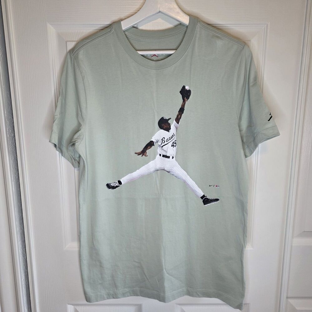 Michael Jordan Shirt Mens M Green Barons Baseball Graphic Tee Jumpman Nike